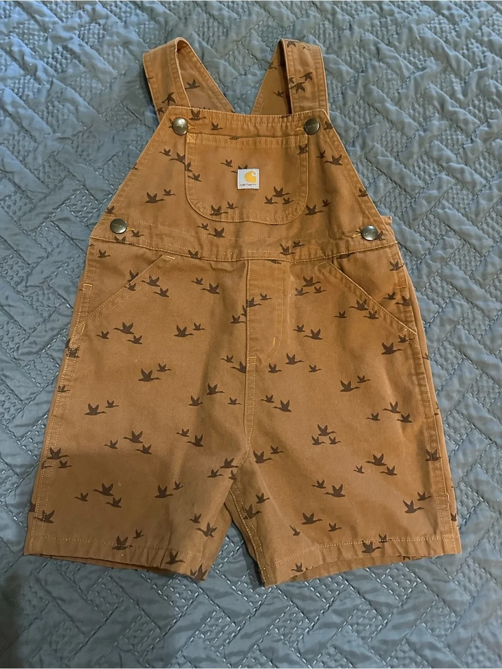 Carhartt Kids Tan Short Overalls with Duck Print